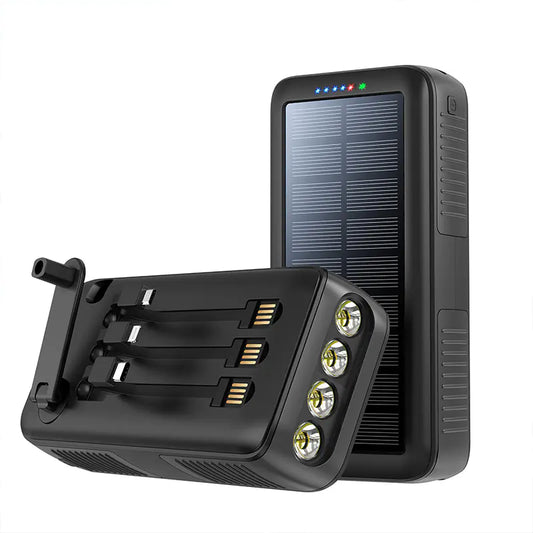 Power Bank Solar 30000mAh - Cargador Portátil para Apagones y Emergencias